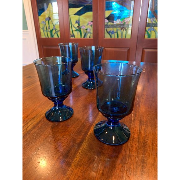 Vintage Richmond Blue Colony Stemmed Cocktail Glasses. - Picture 7 of 7